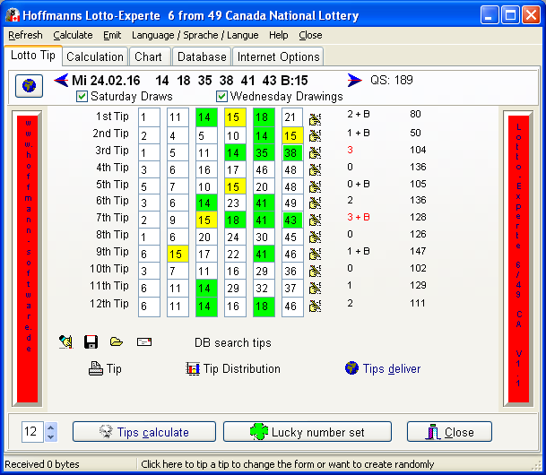 Canada 6/49 Lotto Software - Hoffmanns lotto-Experte to calculate ...